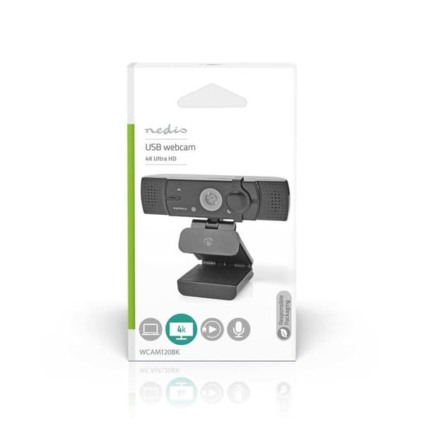 Nedis webcam Full HD 60fps / 4K 30fps sort