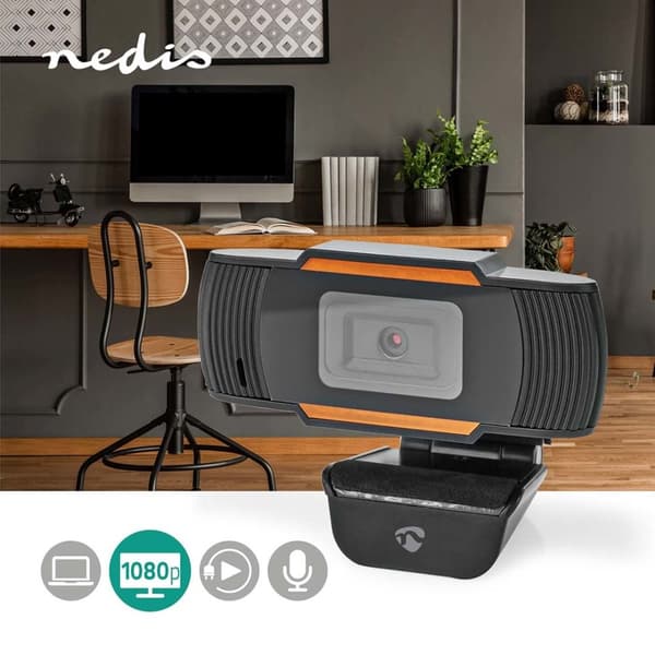 Nedis WCAM100BK webkamera 2 MP 1920 x 1080 pixel USB 2.0 Sort