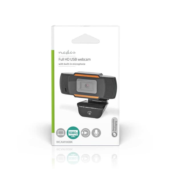 Nedis WCAM100BK webkamera 2 MP 1920 x 1080 pixel USB 2.0 Sort