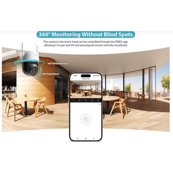 Dahua Picco A2 P5AE-PV Wi-Fi-kamera 360° Pan/Tilt Högupplöst Nattvision