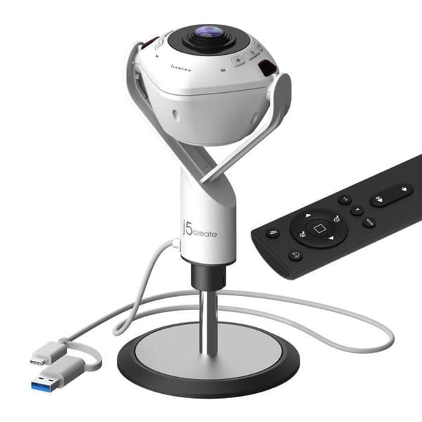 Webbkamera 360° - j5create - JVU368-N - HD - Ekoavstängning - Professionell högtalare