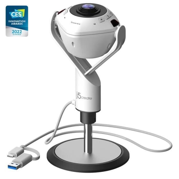 Webbkamera 360° - j5create - JVU368-N - HD - Ekoavstängning - Professionell högtalare