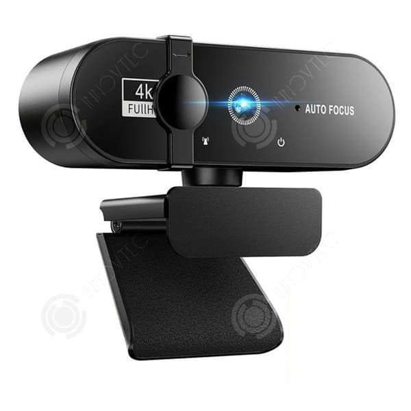 INN Webcam för PC 3840x2160 30fps autofokus med objektivskydd, brusreducerande mikrofon, 360 graders rotation, plug and play, streaming-webbkamera