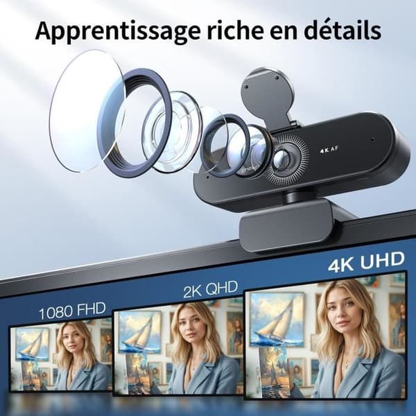 Webbkamera - eMeet - Nova 4K - 2 Mikrofoner - Autofokus - Plug & Play