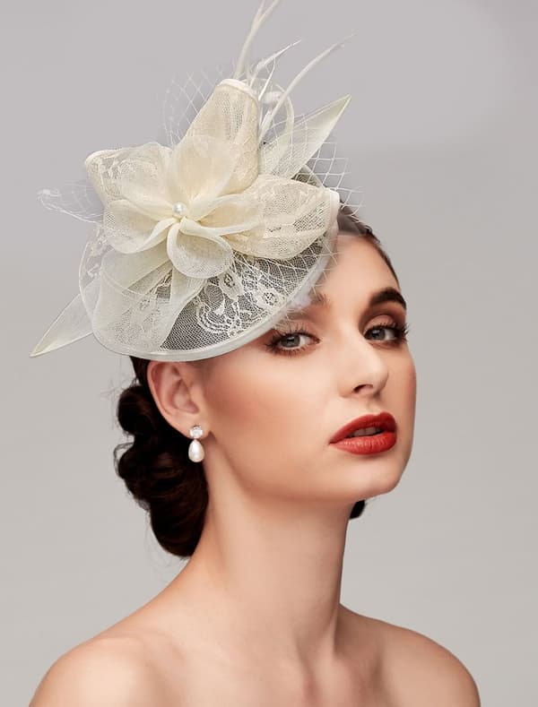 Fjädrar / Nät fascinators / hattar / Huvudbonad med Fjäder / Keps / Blomma 1 st. Bröllop / Hästrace / Damernas dag Hårbonad #8854313