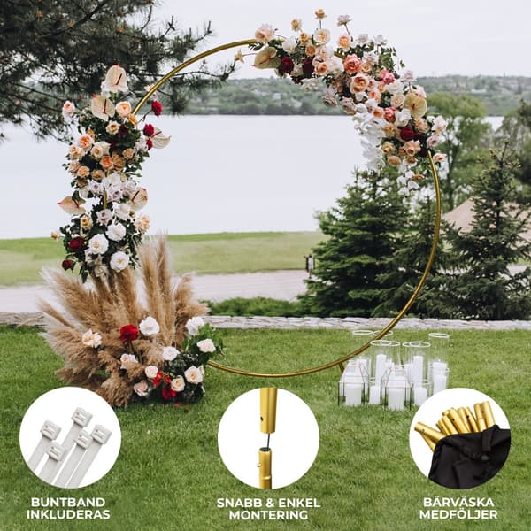 Bröllopsbåge-Rund-Guld 200cm Festdekoration Ballongbåge | MonsterShop