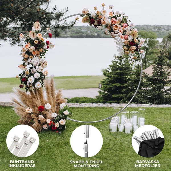 Bryllupsbue-Rund - Sølv 200cm Festdekoration | MonsterShop