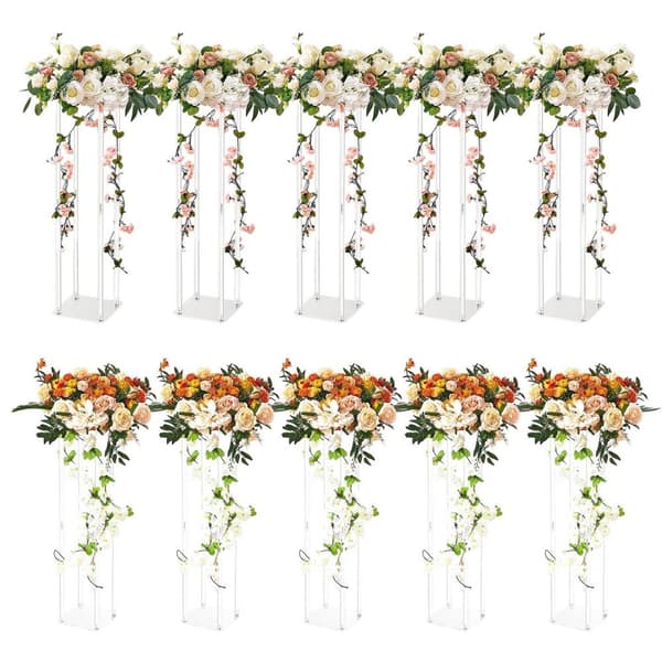 Bryllupsblomsterstand, Elegant Akryl Design, Nem Samling,2 stk akryl søjle, 80 cm højde