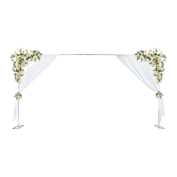 Bryllupsbaggrundsstativ, galvaniseret jern, fritstående design,Sølv, XXL
