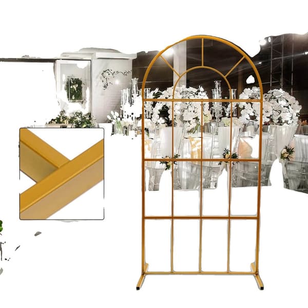Guld Metal Bryllupsbue, Robust Jernramme, 78,74” Højde,39.37x78.74tommer