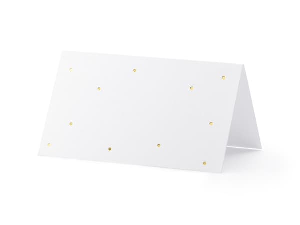 Bordskort - Prickar, guld, 9,5x5,5 cm (1 förpackning / 10 st.)