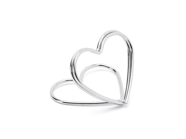 Placeringskortshållare med hjärta, silver, 2,5 cm (1 ask / 50 förpackningar) (1 förpackning / 10 st.)