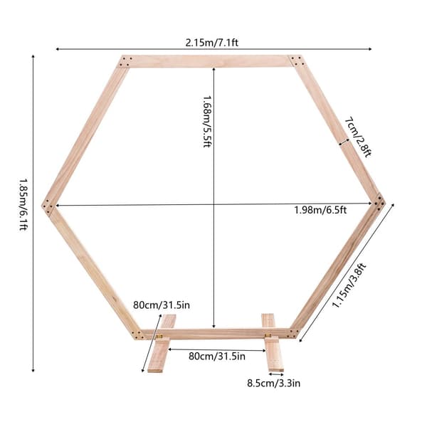 Træbryllupsbue, Hexagonform, Rustik Design,Hexagon, XXL