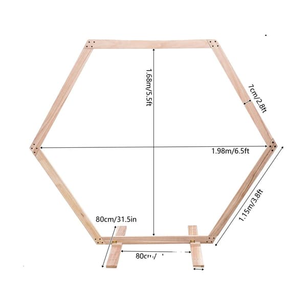 Træbryllupsbue, Hexagonform, Rustik Design,Hexagon, XXL