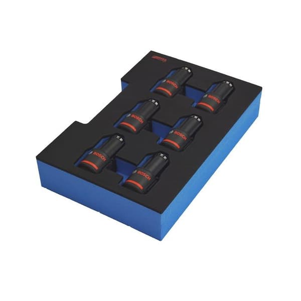 Aptex. Skuminsats som passar för 6x Bosch-batterier GBA 12V 2Ah-3Ah för halva L-Boxx 102 G4, 136 G4, LB4.