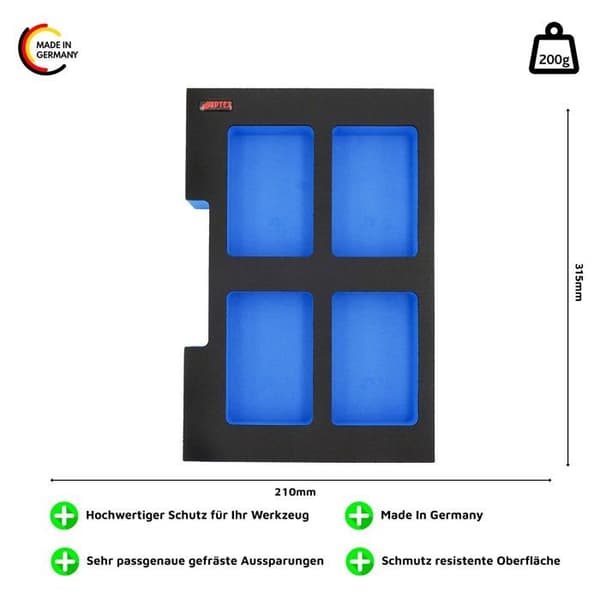 Aptex. Skuminsats passar för 4x Bosch batterier 18V ProCore 5.5Ah, 8.0Ah för halva L-Boxx 102 G4, 136 G4, LB4