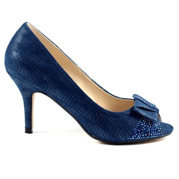 Lunar Womens/Ladies Mira Diamante Peep Toe Court Shoes