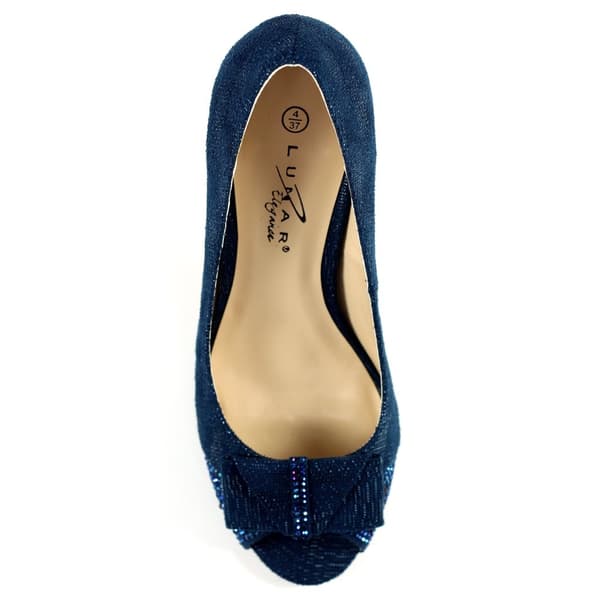 Lunar Womens/Ladies Mira Diamante Peep Toe Court Shoes