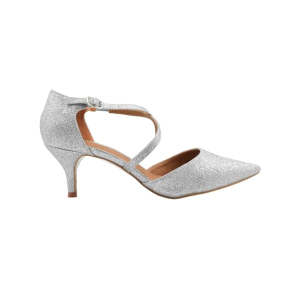 Where's That From Womens/Ladies Kennedi Glitter Crossover Strap Kitten Heel Shoes
