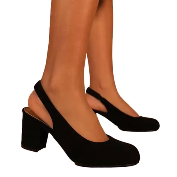 Where's That From Womens/Ladies Edith PU Sling Back Extra Wide Block Heel Shoes