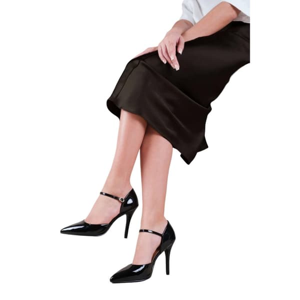Where's That From Womens/Ladies Reflex Patent Leather Pointed Mid Heel Sandals