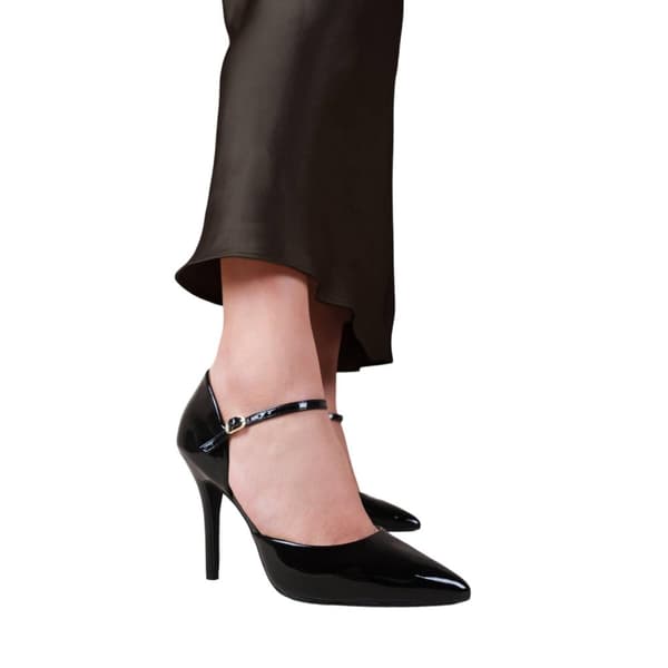 Where's That From Womens/Ladies Reflex Patent Leather Pointed Mid Heel Sandals