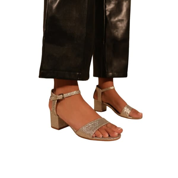 Where's That From Womens/Ladies Adrianna Glitter Open Toe Strappy Mid High Block Sandals