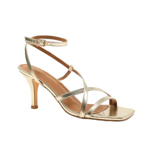 Where's That From Womens/Ladies Austin PU Crossover Strap Wide Sandals Gold 4 UK Wide