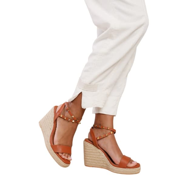 Where's That From Dam/Dotter Texas Studded PU Crossover Strap Wedge