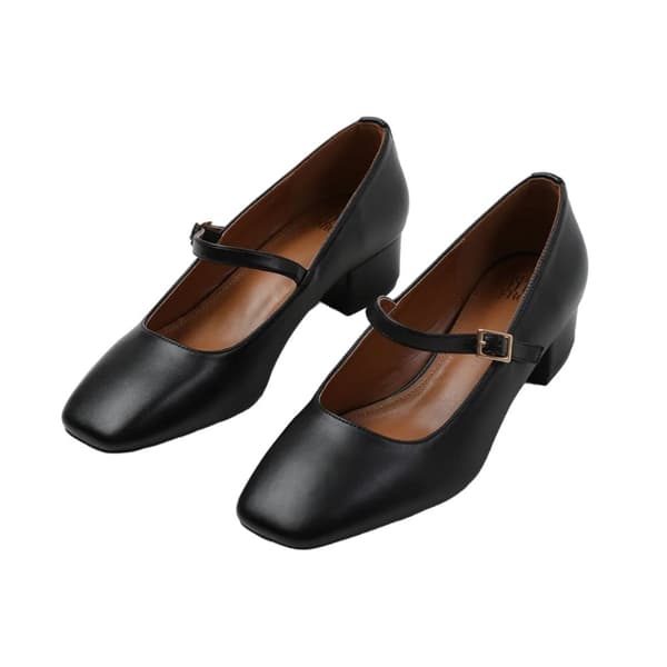 Where's That From Womens/Ladies Oslo Square Toe Wide Low Block Heel Court Shoes