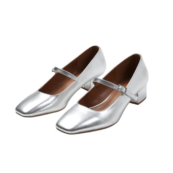 Where's That From Womens/Ladies Oslo Square Toe Wide Low Block Heel Court Shoes Silver 6 UK Wide