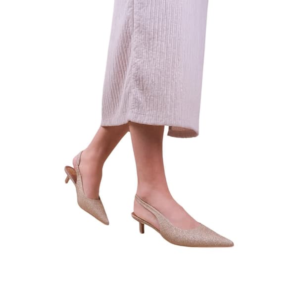 Where's That From Womens/Ladies New Pointed Glitter Sling Back Kitten Heel Shoes