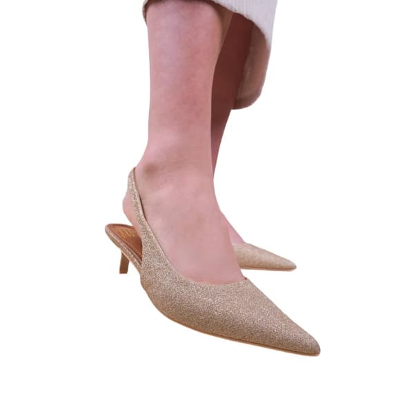 Where's That From Womens/Ladies New Pointed Glitter Sling Back Kitten Heel Shoes