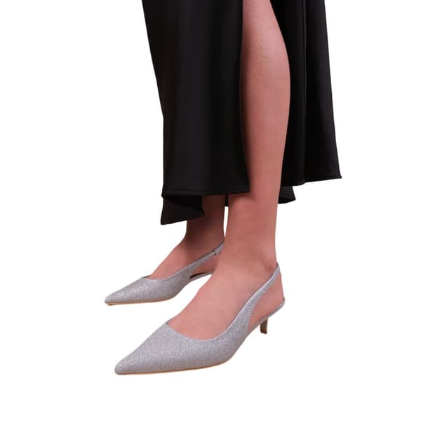 Where's That From Womens/Ladies New Pointed Glitter Sling Back Kitten Heel Shoes