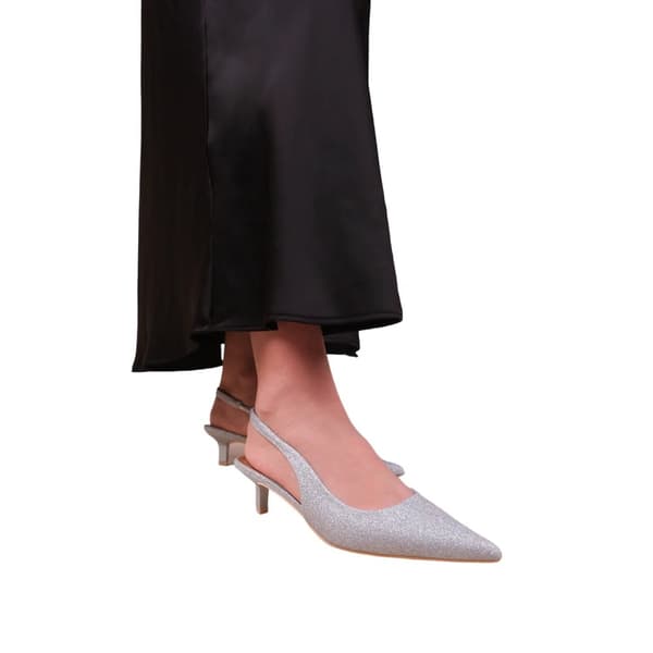 Where's That From Womens/Ladies New Pointed Glitter Sling Back Kitten Heel Shoes