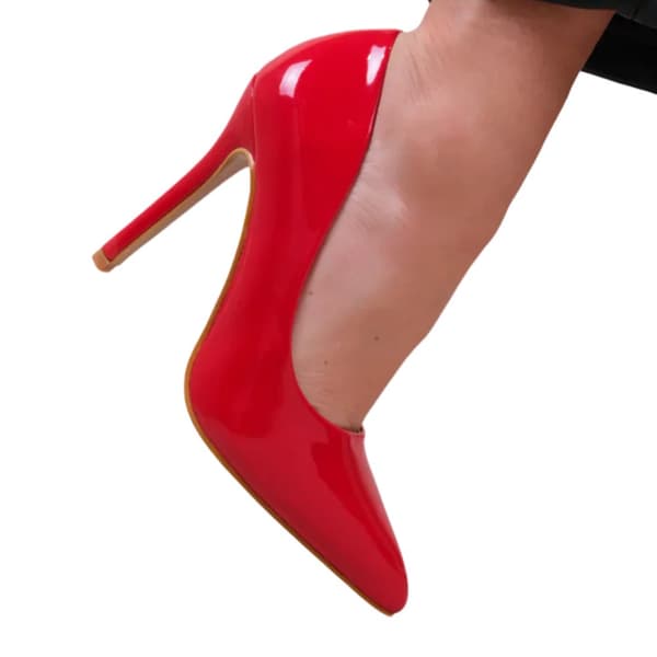 Where's That From Womens/Ladies Kyra Patent Faux Leather Wide High Stiletto Heel Pumps