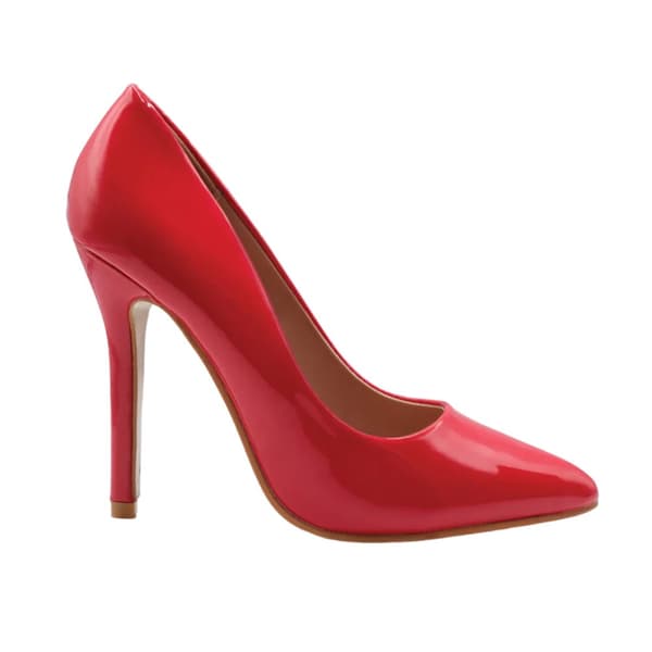 Where's That From Womens/Ladies Kyra Patent Faux Leather Wide High Stiletto Heel Pumps