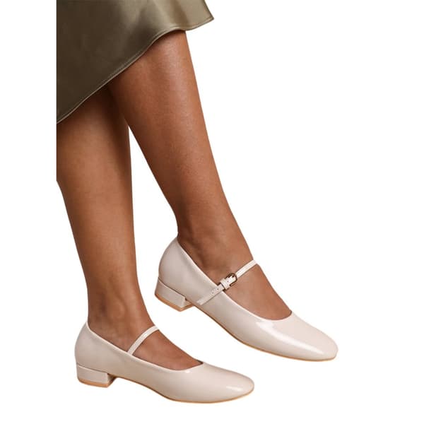 Where's That From Womens/Ladies Minsk Patent Leather Buckle Detail Low Heel Pumps
