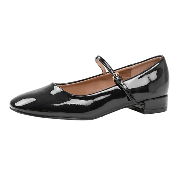 Where's That From Womens/Ladies Minsk Patent Leather Buckle Detail Low Heel Pumps
