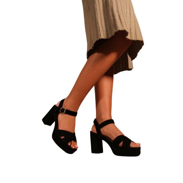 Where's That From Womens/Ladies Marcia Suede Strappy Wide Platform Block High Heels