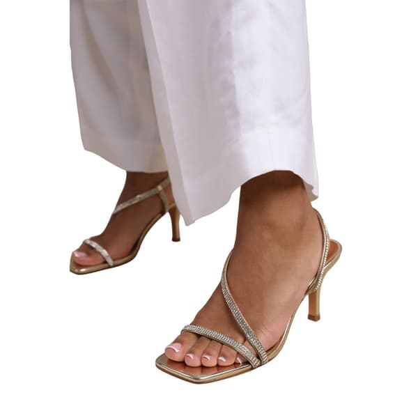 Where's That From Womens/Ladies Iowa Crystal Faux Leather Cross Strap Medium Heel Sandals