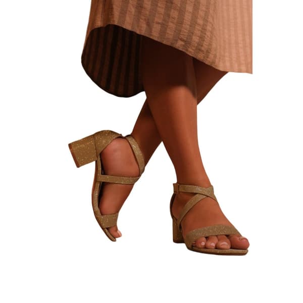Where's That From Dam/Ladies Amber Glitter Peep Toe Strappy Mid High Block Sandals