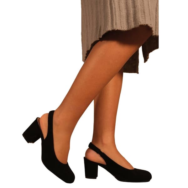 Where's That From Womens/Ladies Edith Suede Sling Back Extra Wide Block Heel Shoes