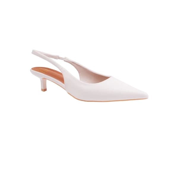 Where's That From Womens/Ladies New PU Sling Back Wide Kitten Heel Sandals White 5 UK Wide