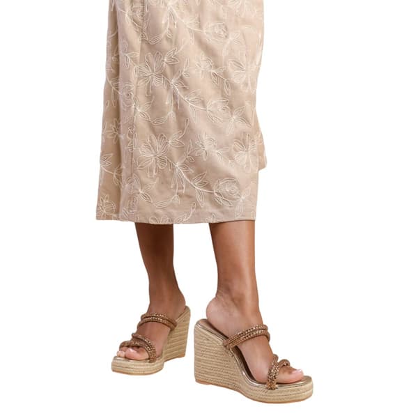 Where's That From Dam/Ladies Ohio Diamante Faux Leather Multi Strap Wedge Wide Sandals