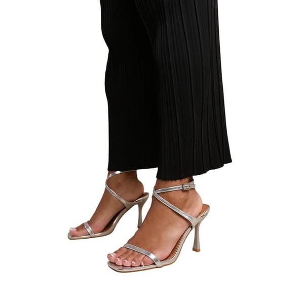 Where's That From Womens/Ladies Florida Barely There Faux Leather Crossover Strap Wide Sandals Silver 8 UK Wide