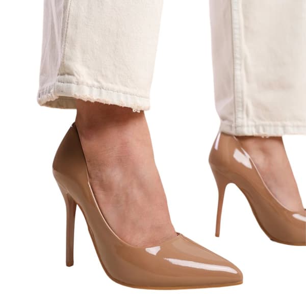 Where's That From Womens/Ladies Kyra Patent Leather Pointed Wide High Stiletto Heel Pumps