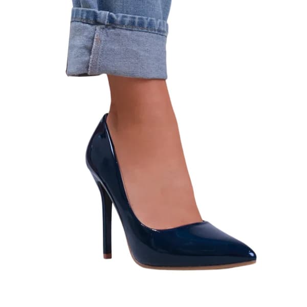 Where's That From Womens/Ladies Kyra Patent Leather Pointed Wide High Stiletto Heel Pumps
