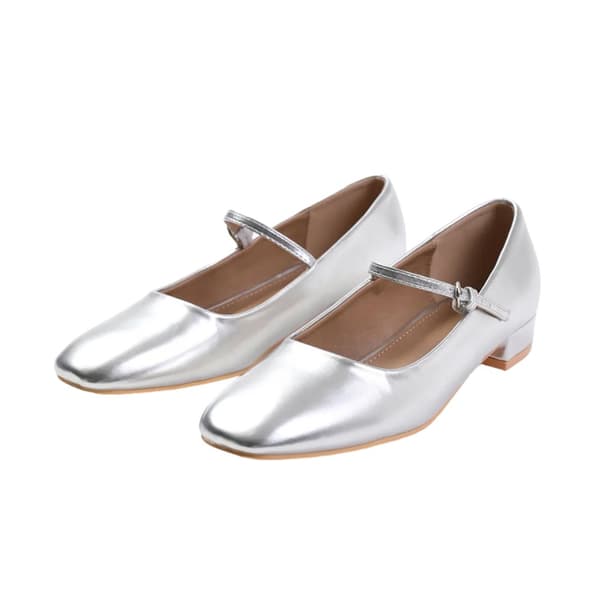 Where's That From Womens/Ladies Minsk PU Buckle Detail Wide Low Heel Ballet Shoes Silver 6 UK Wide