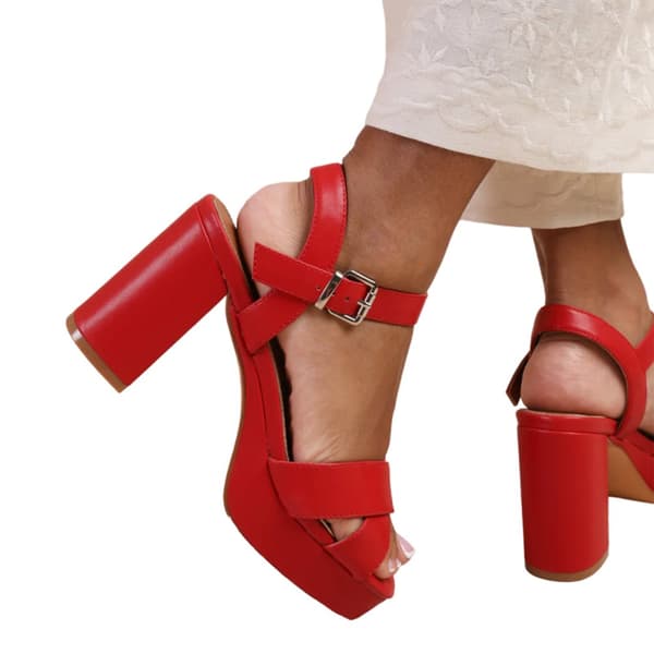 Where's That From Womens/Ladies Marcia PU Strappy Wide Platform Block High Heels